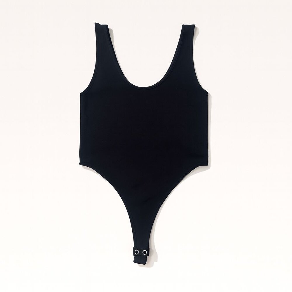 Spiritual Gangster Seamless Scoopneck Thong Bodysuit Women XS/S Black Athleisure